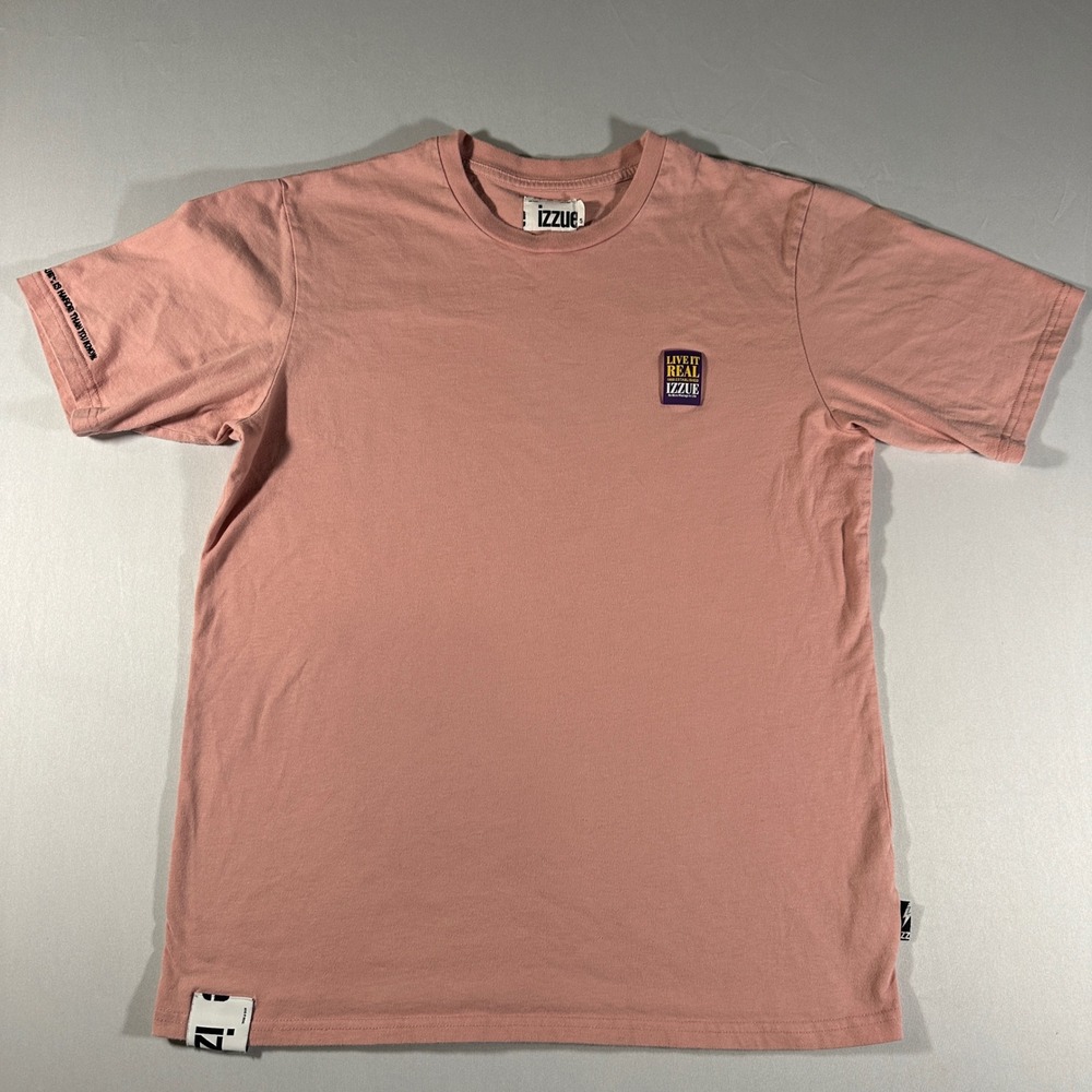 Izzue T-Shirt Mens Pink Streetwear Patch Size‎ 5 Sm